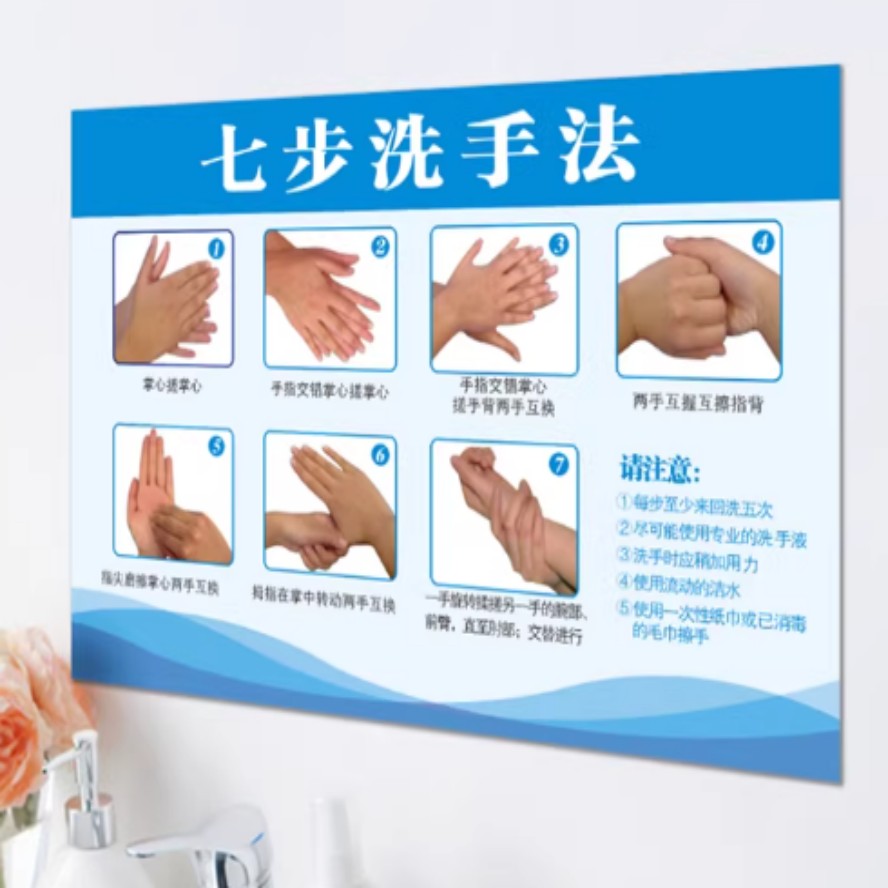 PVC洗手七步法贴纸