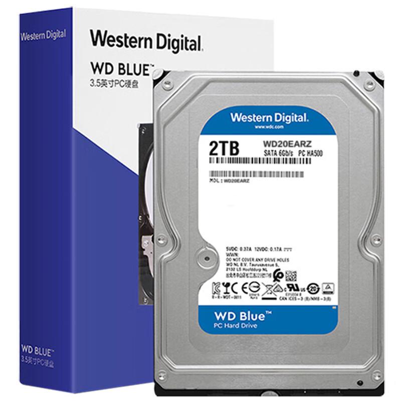 办公伙伴 （5853488）西部数据 台式机机械硬盘 WD20EARZ 蓝盘 2TB 5400转 256MB SATA 3.5英寸