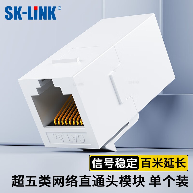 sk-link SK-LINK 超五类网络直通头 信息模块直通模块网线转接头对接头延长连接器双通头RJ45网口白色 SK-RJDT5 010740049