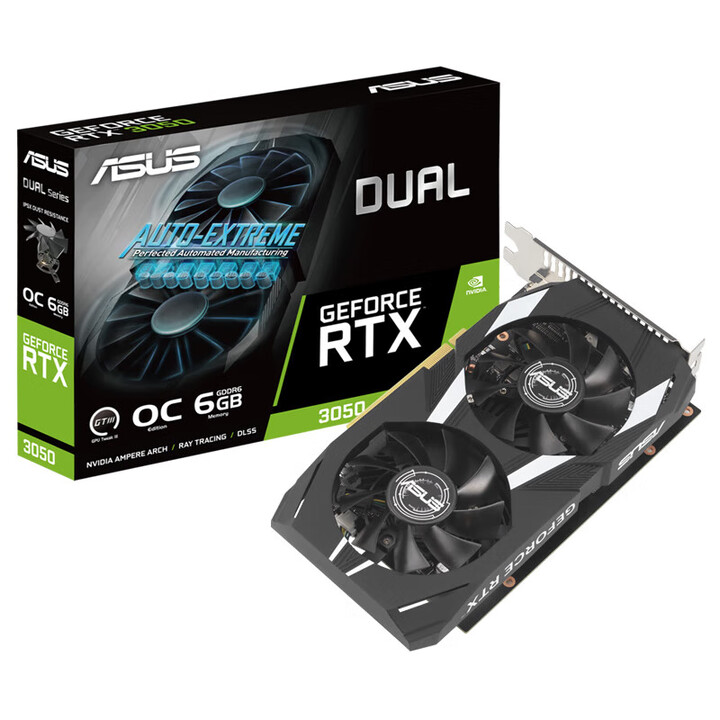 华硕N显卡/DUAL-RTX3050-O6G 雪豹(双风扇/DVI/HDMI/DP)（含电脑电源）